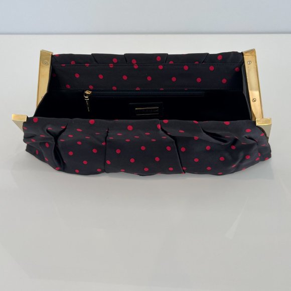 DOLCE & GABBANA BLACK AND RED POLKA DOT HARD GOLD CASE CLUTCH NWOTS! - Picture 13 of 17